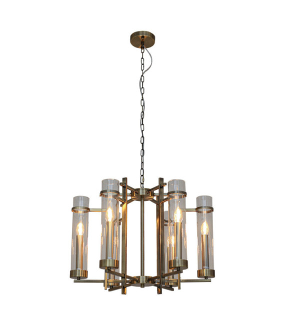 Aspen Lámpara Colgante Cristal,Acero Bronce Antiguo