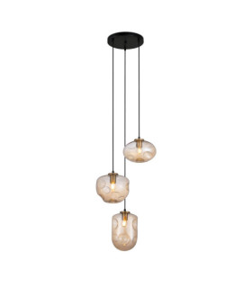 Hatella Lámpara Colgante Cristal, Acero negro, Cobre