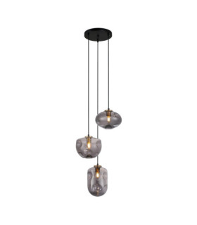 Suspension Hatella Verre,Acier Noir, Cuivre