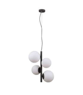 Lámpara colgante Riga Vidrio, acero, aluminio negro satinado