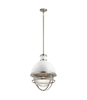 Kichler pendant light Transparent ribbed glass, brushed nickel and white steel