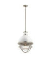 Suspension Kichler Verre nervuré transparent,acier Nickel brossé et blanc