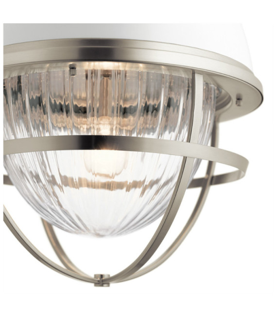 Kichler pendant light Transparent ribbed glass, brushed nickel and white steel