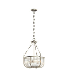 Lampada a sospensione Kichler Vetro rigato trasparente, acciaio nichel spazzolato