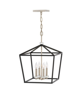 Hinkley pendant light Steel, Black crystal with polished nickel