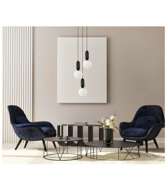 Aldeva Pendant Lamp Glass, Black Steel