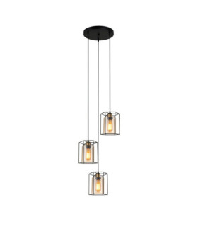 Suspension Kalula Verre,Acier Noir
