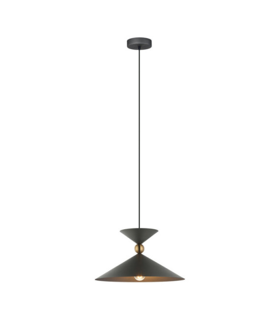 Lampada a sospensione Quelto in acciaio grigio