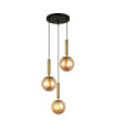 Ravena Pendant Lamp Glass, Steel Brass, Amber