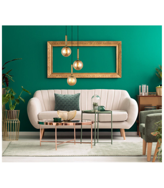 Ravena Pendant Lamp Glass, Steel Brass, Amber