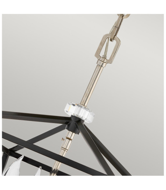 Hinkley pendant light Steel, Black crystal with polished nickel