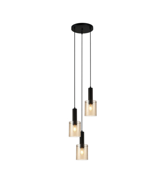 Lampadario Sardo in Vetro, Acciaio Nero