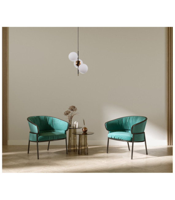 Lampada a sospensione Stelia Vetro, acciaio, alluminio Bronzo antico, nero opaco