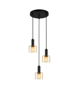 Suspension Santia Verre,Acier Noir