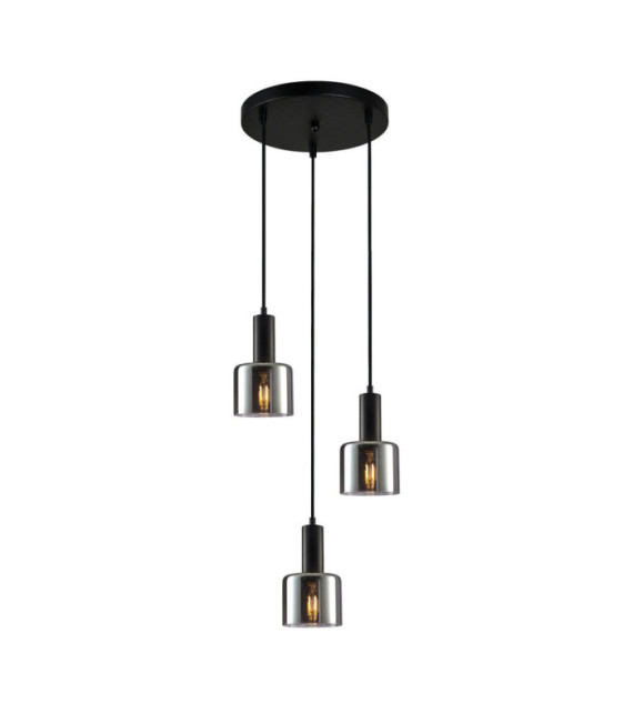 Lámpara Colgante Santia Cristal, Acero Negro
