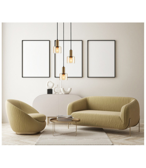 Santia Pendant Lamp Glass, Steel Copper