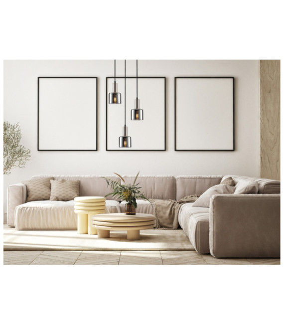 Santia Lámpara Colgante Cristal, Acero Plata