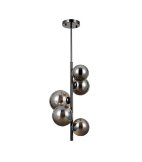 Canello Pendelleuchte aus Glas, schwarzer Chromstahl