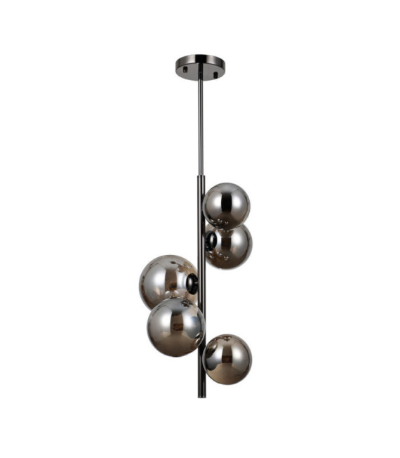 Canello Pendelleuchte aus Glas, schwarzer Chromstahl