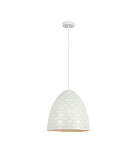 Lampada a sospensione Leilani in acciaio bianco