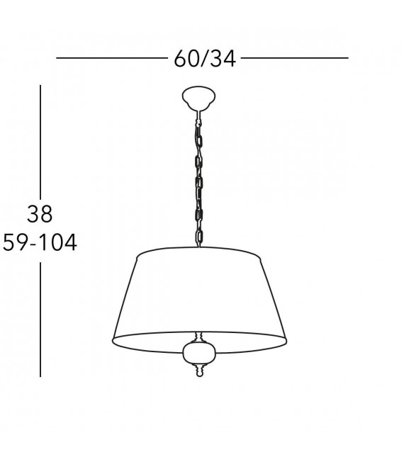 Lampada a sospensione classica ASCOT in ottone antico 2 lampadine