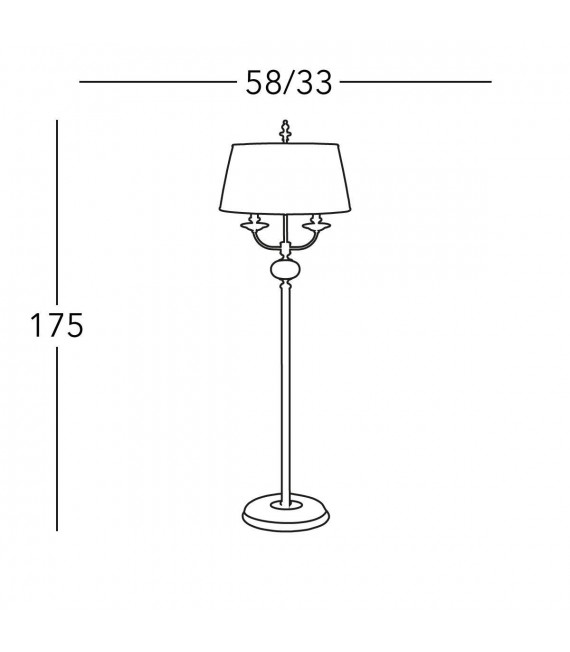Lampadaire classique ASCOT laiton antique 2 ampoules