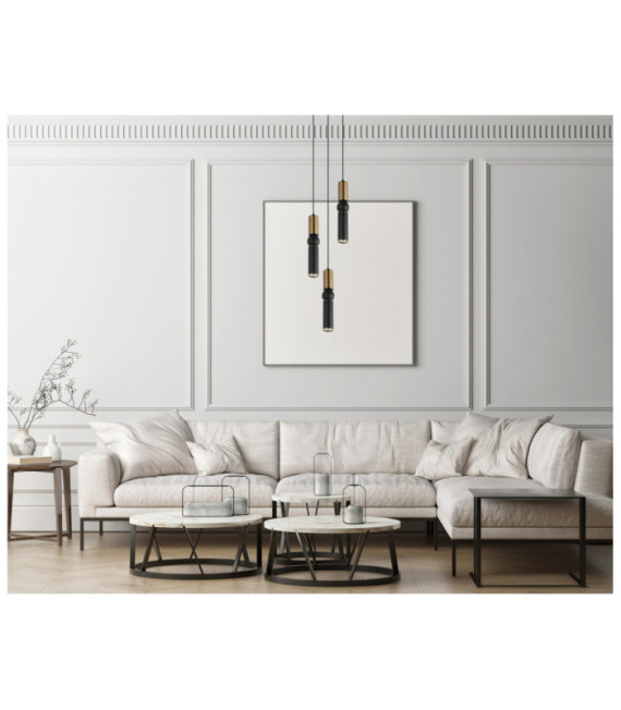 Lampadario Isidora Acciaio, Alluminio Nero, Bronzo Antico