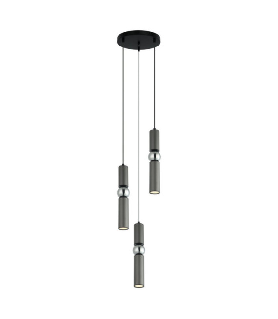Isidora Pendelleuchte Stahl, Aluminium Chrom, Schwarz, Grau