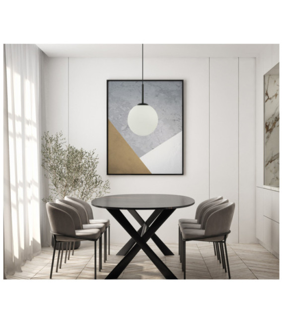 Deore Pendant Lamp Glass, White Steel, Black