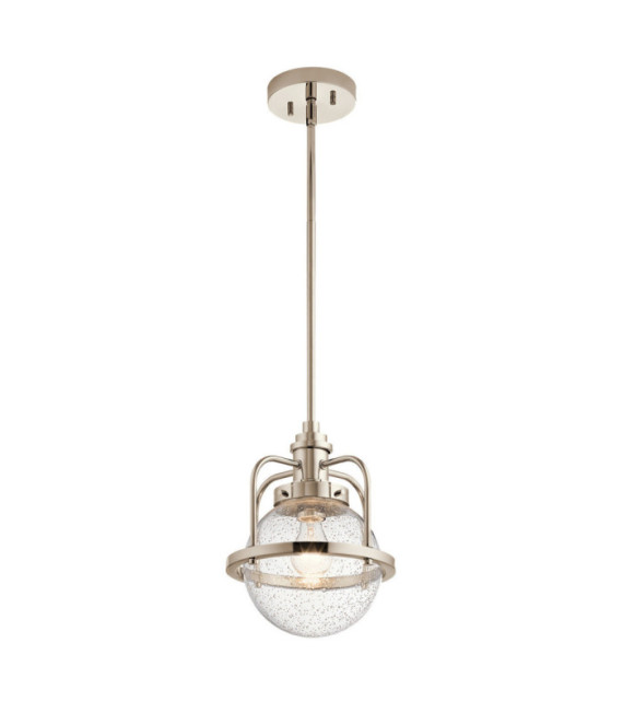 Kichler pendant light Transparent grained glass, polished nickel steel