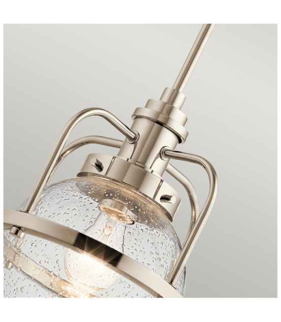 Suspension Kichler Verre grainé transparent,acier Nickel poli
