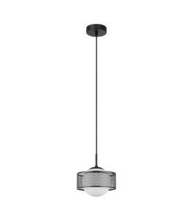 Lampada a sospensione Lomica in acciaio nero