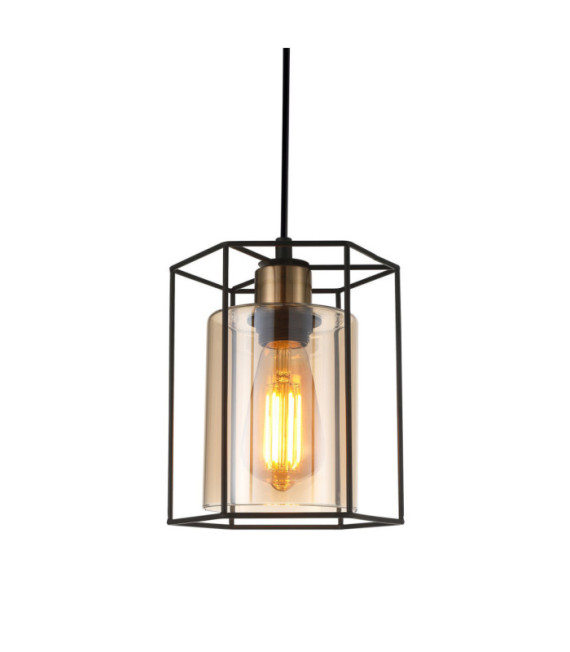 Suspension Kalula Verre,Acier Noir