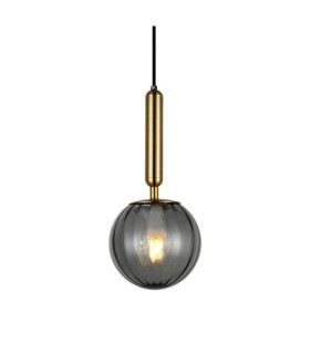 Ravena Pendant Lamp Glass, Steel Brass, Smoked
