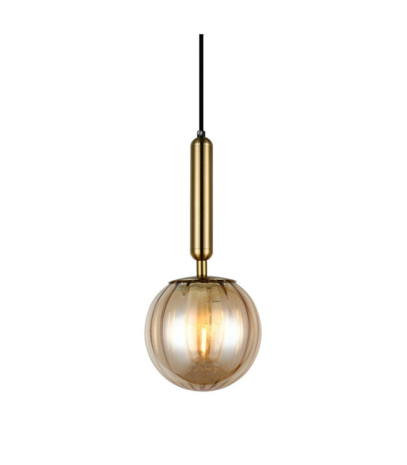 Ravena Lámpara Colgante Cristal, Acero Latón, Ámbar