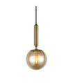 Ravena Pendant Lamp Glass, Steel Brass, Amber