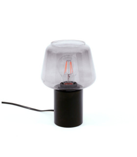 Lampada da terra portatile Romio Vetro, Acciaio Nero