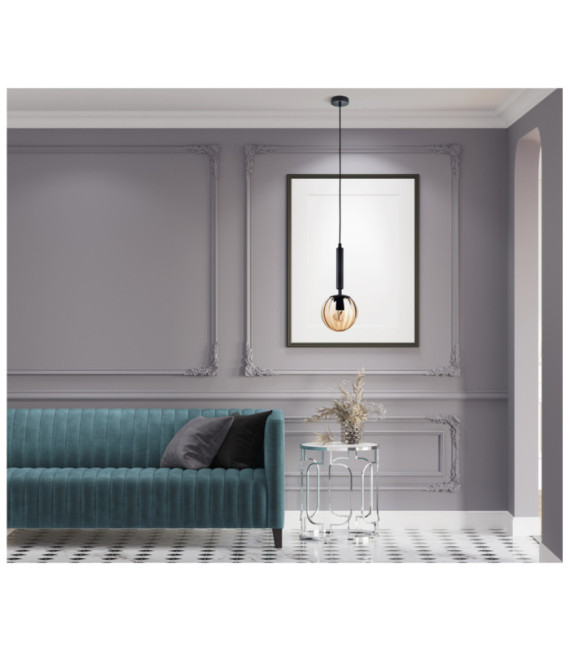 Suspension Ravena Verre,Acier Noir