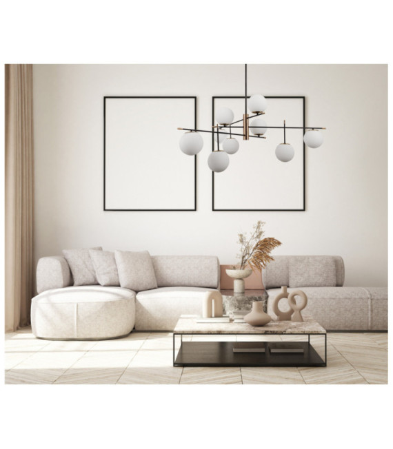 Stelia Pendelleuchte Glas, Stahl, Aluminium Antikbronze, mattschwarz