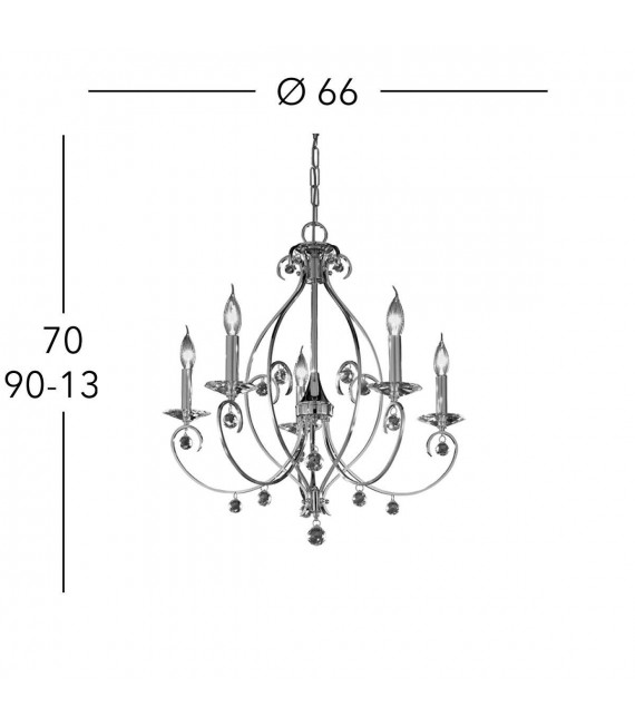 CARAT Chrom Kronleuchter 5 Glühbirnen