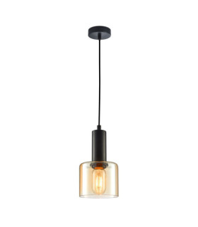Lámpara Colgante Santia Cristal, Acero Negro