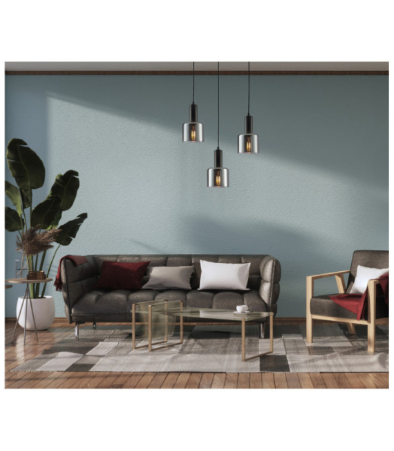 Suspension Santia Verre,Acier Noir