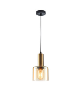Lampada a sospensione Santia Vetro, Acciaio Rame