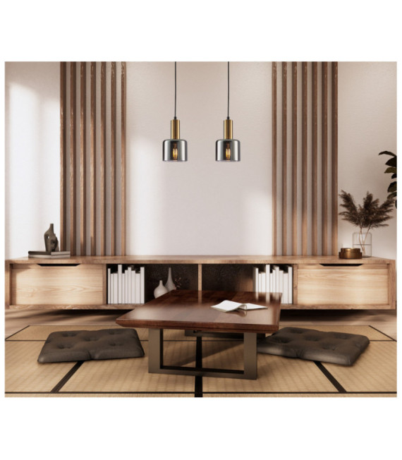 Santia Lámpara Colgante Cristal, Acero Cobre