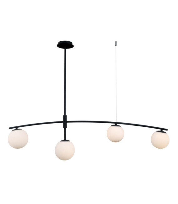 Lampada a sospensione Senai Vetro, acciaio, alluminio nero satinato