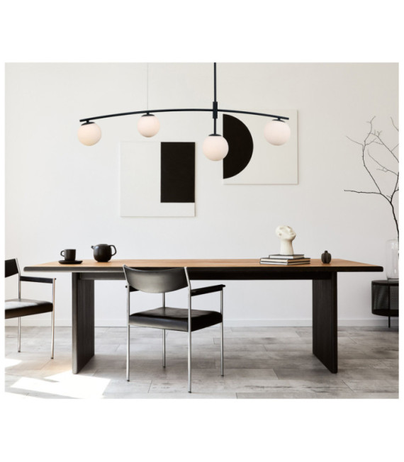 Senai pendant light Glass, steel, black satin aluminum