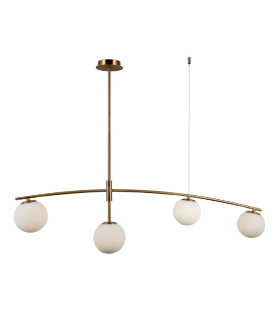 Lampada a sospensione Senai Vetro, acciaio, alluminio Miele Ottone