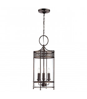 Lampada a sospensione Emily, rame e vetro, 3 lampadine