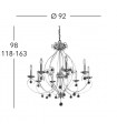 Chandelier en cristal CARAT chrome 8 ampoules