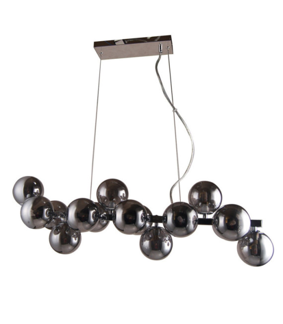 Suspension Marbelio Verre,Acier Chromé,Fumé